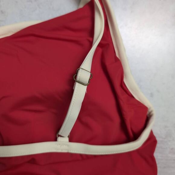 NWT Andie Red White Trim Adjustable Strap The Bells Top Bikini Swimsuit XXXL - Picture 3 of 9